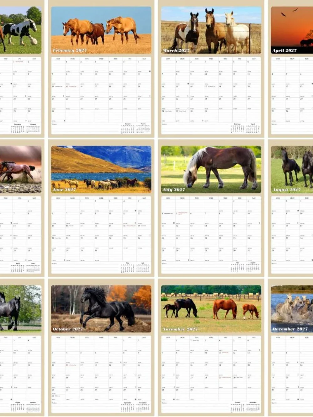 2027 Wall Calendar Spiral-bound Twin - 12 Months Planner 8.5